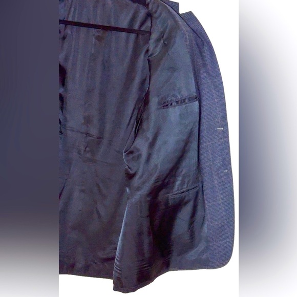 Pronto Uomo Lambswool 2-Button Windowpane Navy Plaid Sport Coat Blazer, Size 46R - Picture 9 of 13